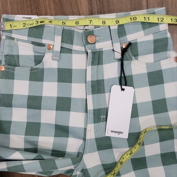 Wrangler Wrock 672 Gingham Kick Flare Green Plaid Checkered Pants Size W25 - Picture 13 of 13